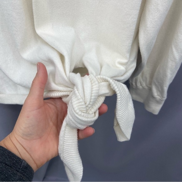 Vince Tie-Waist Crewneck Cotton Sweater Size Large Minimalist - Picture 6 of 10